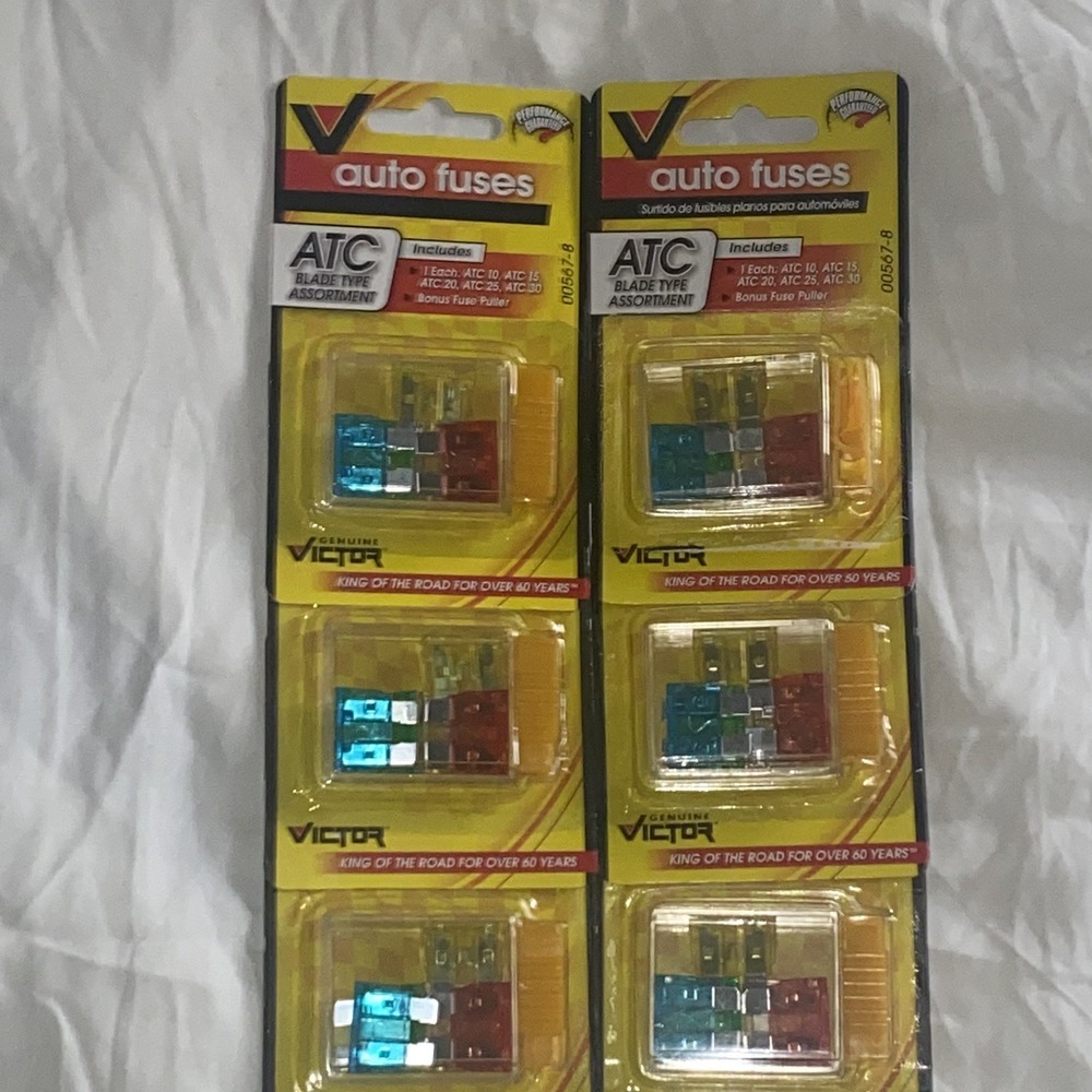 6 Packs Of 5 Victor ATC Blade Type Auto Fuses 10, 15, 20, 25, 30 Amp, 20 Fuses‎